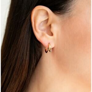 Mint & Lilly Mixed Metal Double Hoop Earrings*18K & Silver Plated Over Stainless